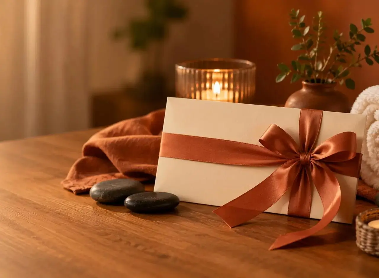 Wellness-Gutschein von Physiowohltat in Norderstedt als Geschenk verpackt